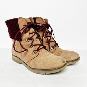 The North Face Ballard Lace Up Tan Leather Burgundy Size 6 Women’s